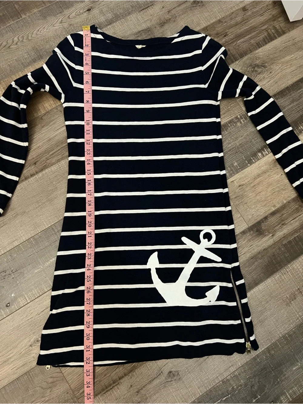 J. Crew Navy & white stripes dress with anchor Detail 100% cotton sz XXS likenew